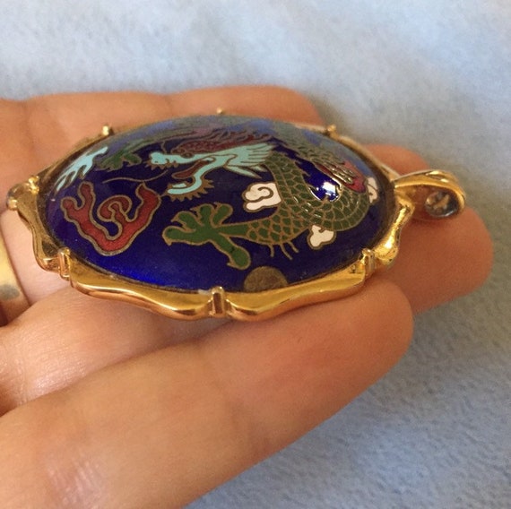 Large Vintage 1978 Givenchy Enamel Dragon Pendant - image 8