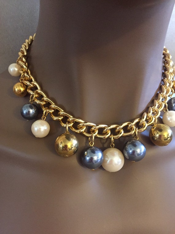 Vintage Pebbles charm Chunky Chain Necklace 18 - image 8