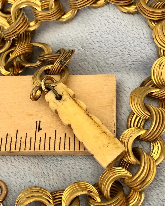 Rare Solid Brass Stacked Coiled Pocket Watch Chai… - image 6