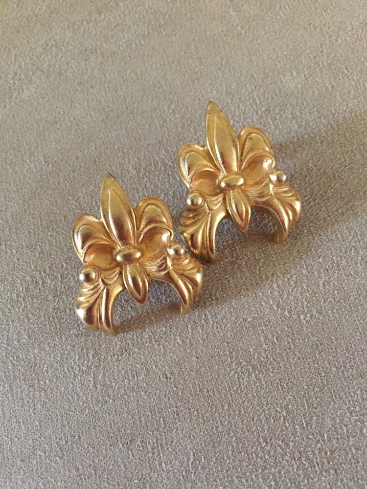 Vintage Authentic 1980s Matte Gold Classic Fleur De Lis - Etsy