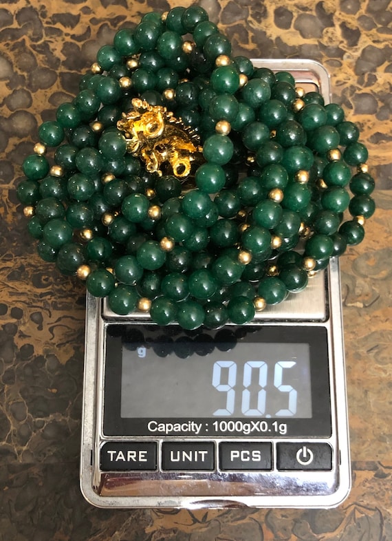 Vintage Alva Museum Smithsonian Green Jade 3 Strand Necklace W
