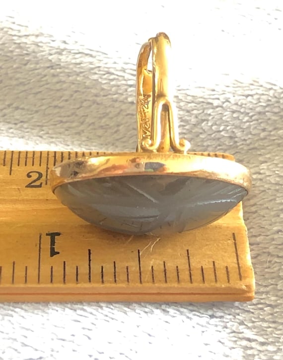 Art Deco Translucent Gray Lavender Chalcedony Car… - image 5