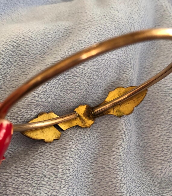 Victorian interlocking Floral Bangle W/Garnet Gem… - image 5