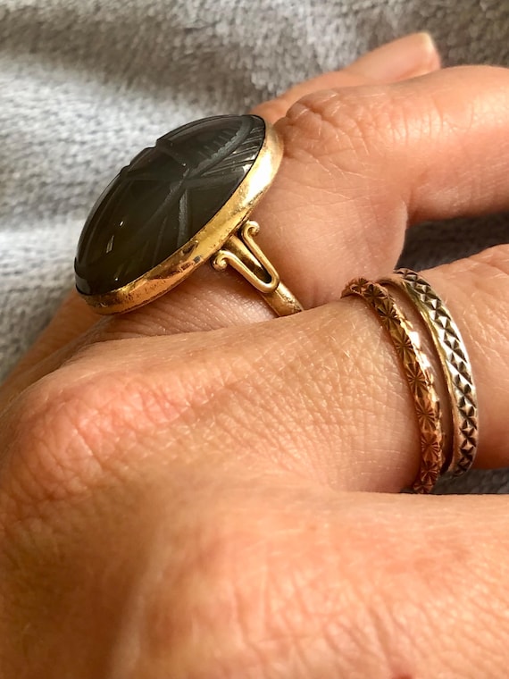 Art Deco Translucent Gray Lavender Chalcedony Car… - image 12