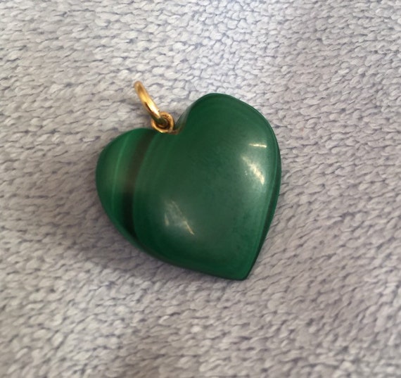 Vintage Green malachite Heart pendant - image 2