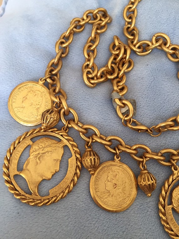 1980 Etruscan French Napoleon Coin charm necklace 