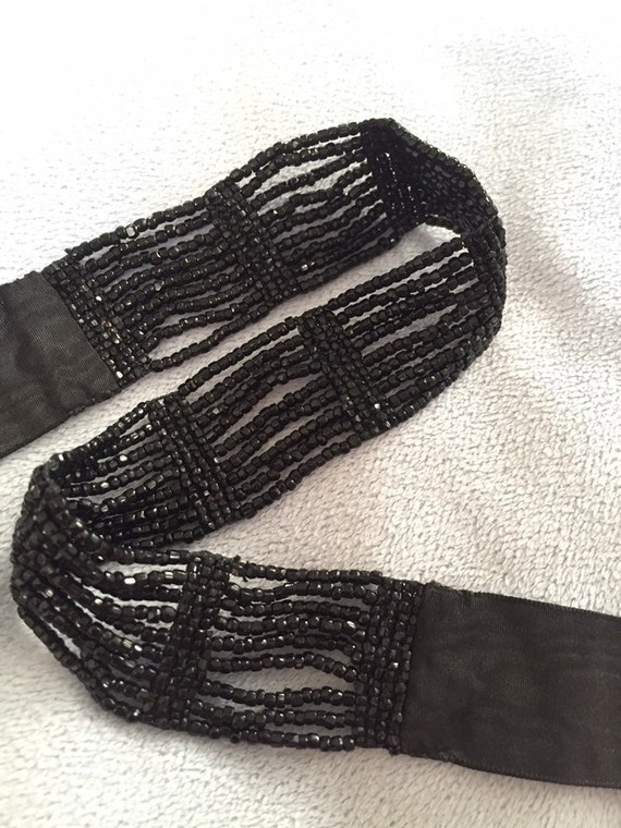 Vintage Art Deco Flapper’s Black Beaded and Ribbo… - image 10