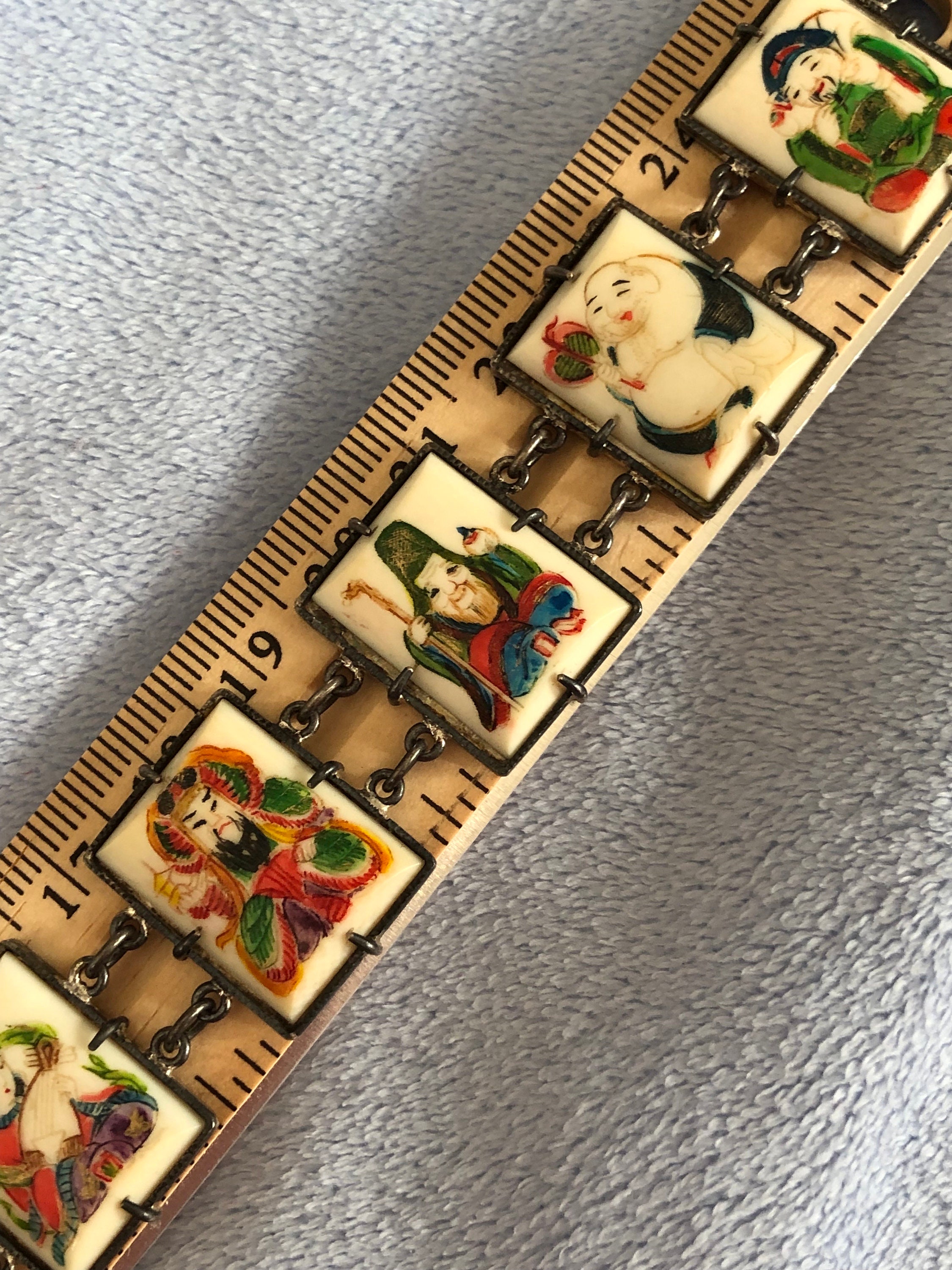 OLD FLORENCEのブレスレット Vintage Toshikane Seven Gods of Fortune Porcelain Silver