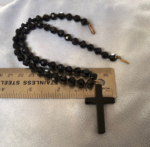 Antique Victorian Faceted Black Jet  Necklace Plu… - image 3