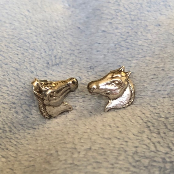 Vintage Sterling silver Equestrian Earrings studs… - image 7