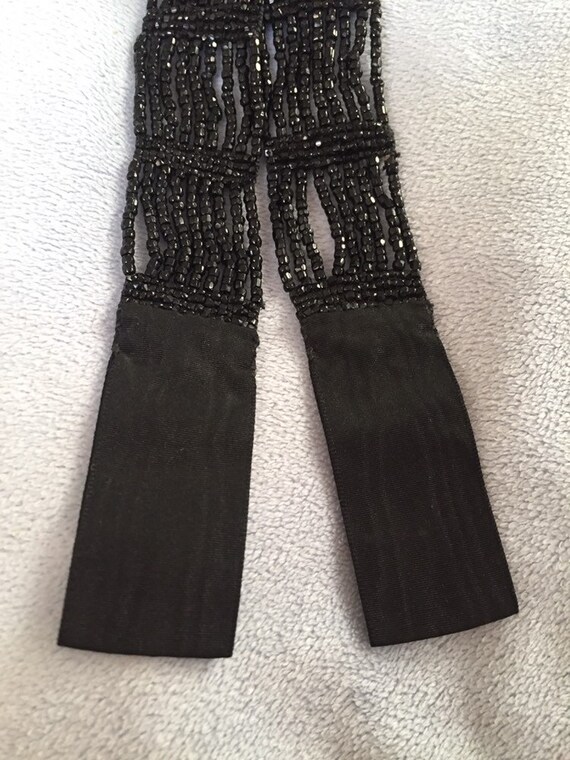 Vintage Art Deco Flapper’s Black Beaded and Ribbo… - image 6