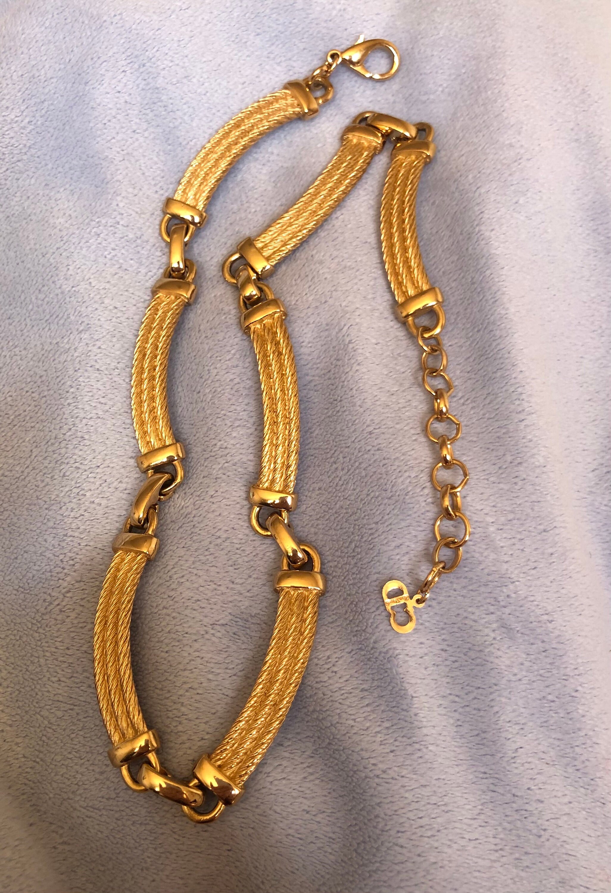 Vintage Christian Dior Gold Plated Necklace Equestrian Rope Links