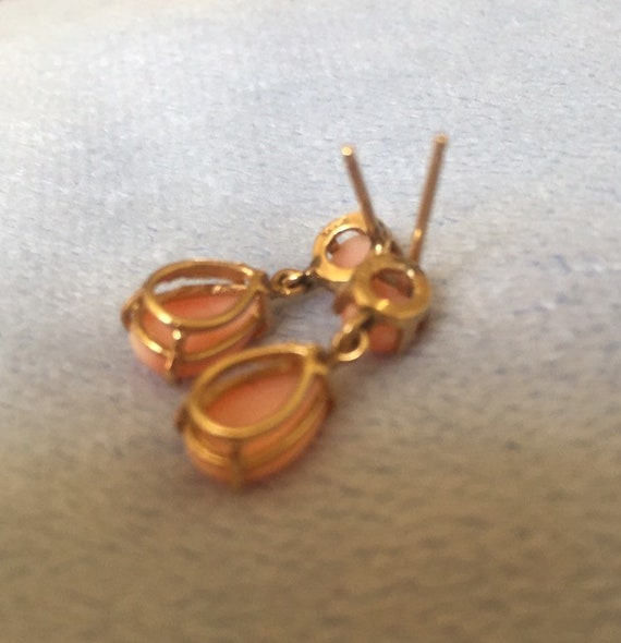 Classic Angel Skin Coral Earrings 14K Solid Gold … - image 7