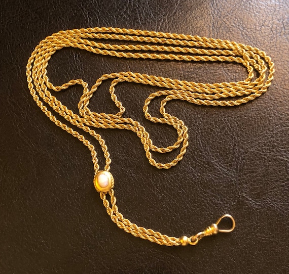 Victorian Etruscan Rope Chain With Opal Slide, Chapin & Hollister