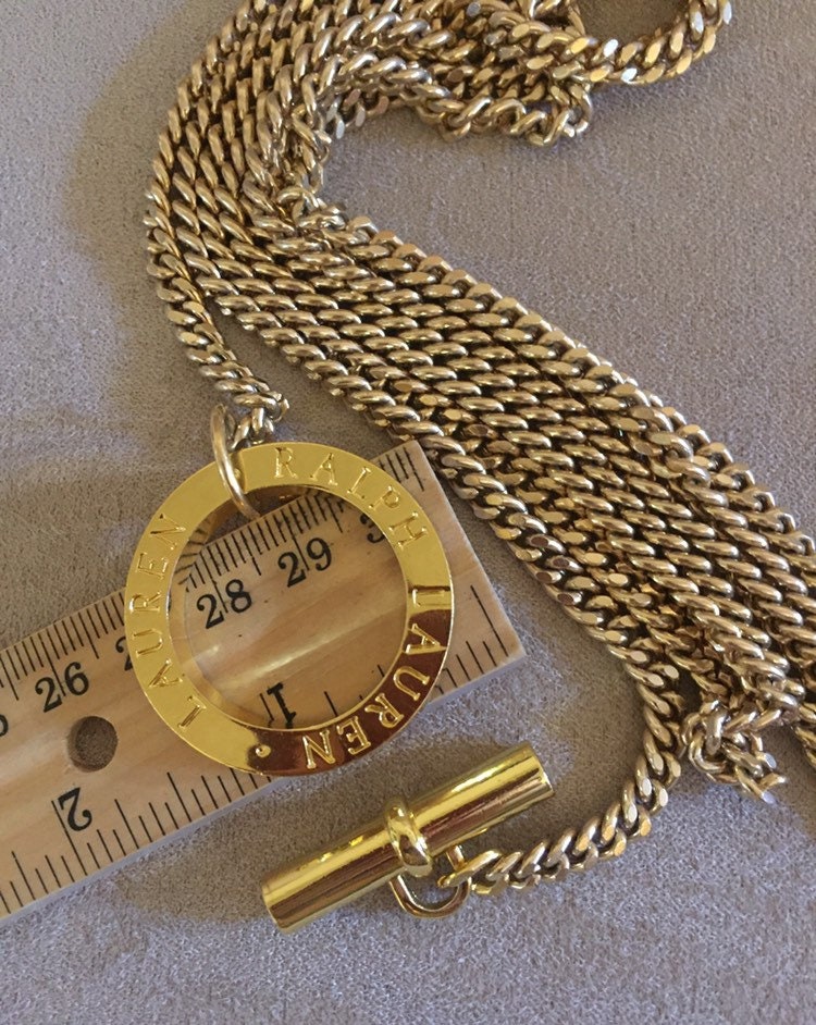 Vintage Ralph Lauren Chain Necklace Belt Toggle Clasp Multi