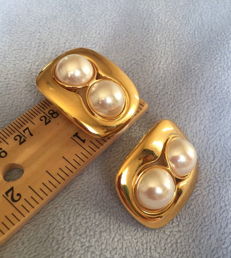 Vintage 1991 Collection Gucci Clip on Double Pearl Gemini - Etsy