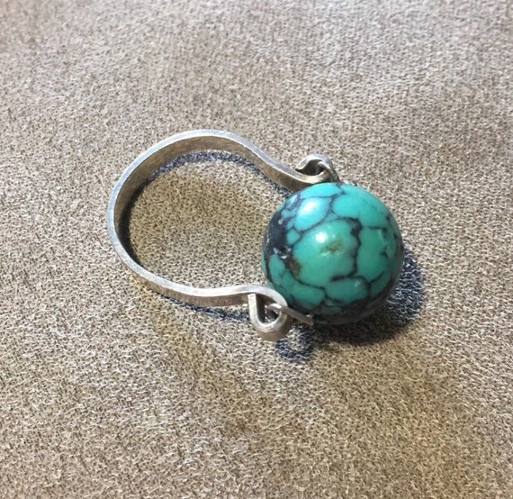Old sterling silver Large Turquoise Sphere Ring Orb R… - Gem
