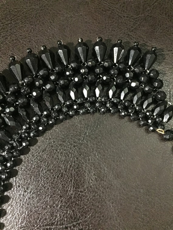 Vintage Faceted Black Collar Cleopatra necklace - image 4