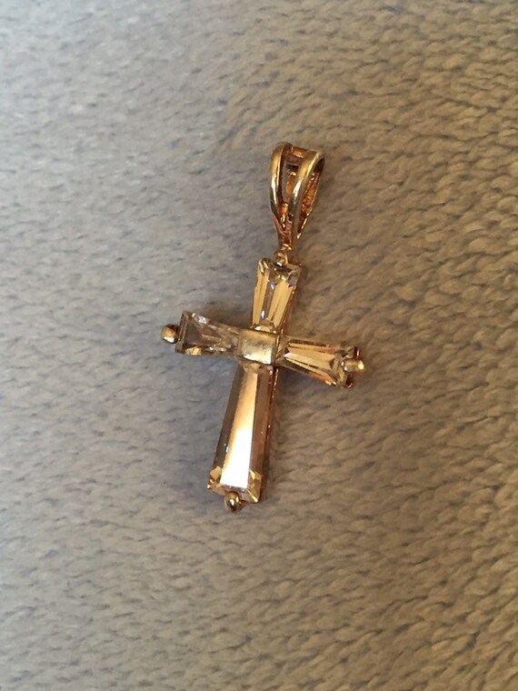 Sterling silver crystal Cross small pendant - image 8