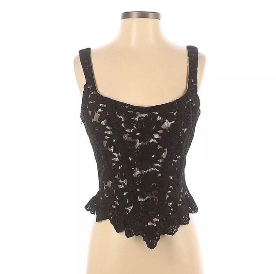 Vintage Gigi Clark 1990s Black Lace Bustier black… - image 1