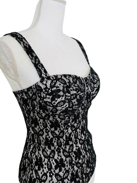 Vintage 1990s Black Lace Bustier Top S - image 2