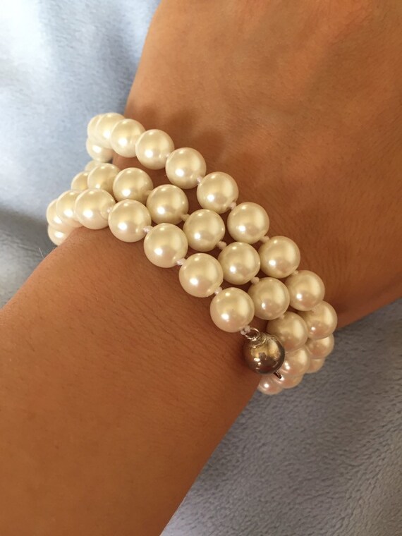 Vintage Flappers pearl necklace 18 inch with ball… - image 2