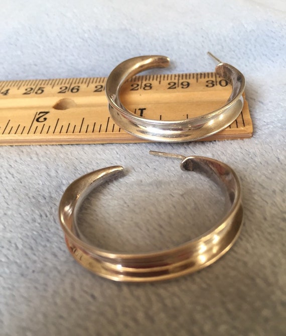 Pav Half Moon Hoop Earrings in Silver-Tone main image 0