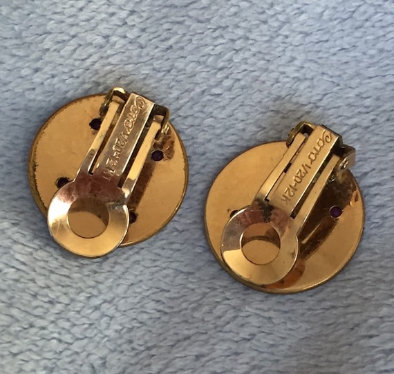 Art Deco Older Coro earrings Etched Stars 1/20 12… - image 2