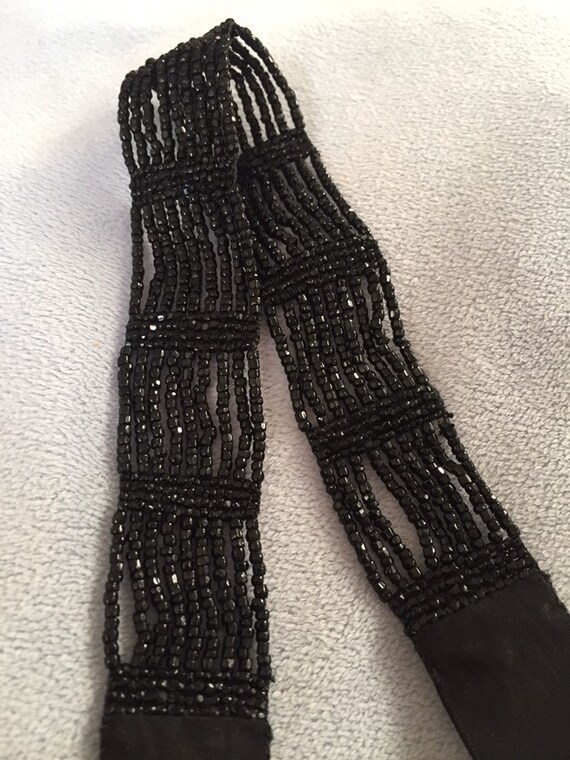 Vintage Art Deco Flapper’s Black Beaded and Ribbo… - image 7