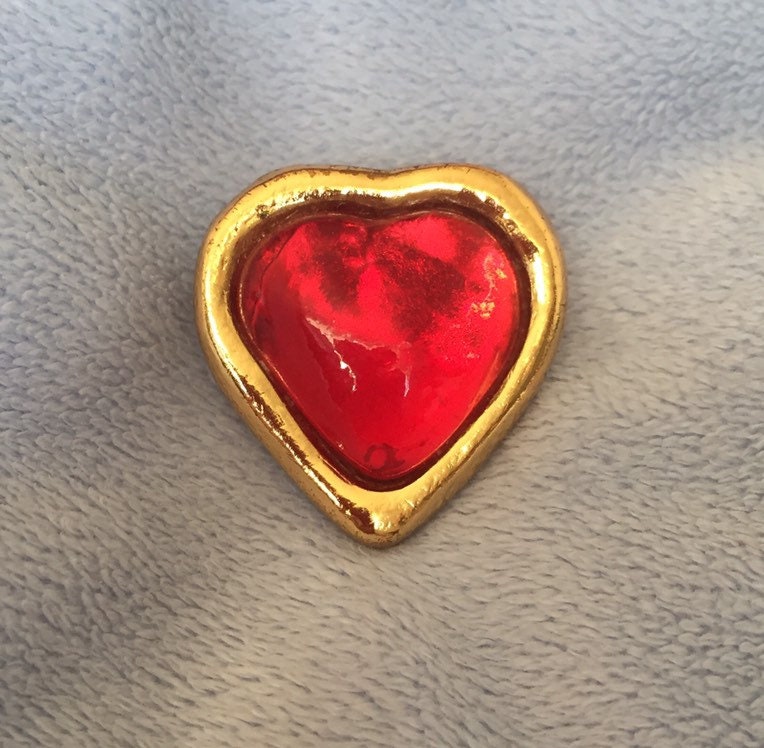 Gorgeous YSL Yves Saint Laurent Red Heart Pin Brooch - Etsy