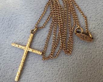 Antique Art Deco Dainty Cross Necklace Gold Filled 16”