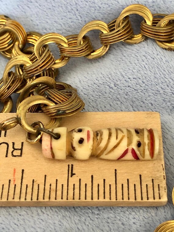 Rare Solid Brass Stacked Coiled Pocket Watch Chai… - image 4