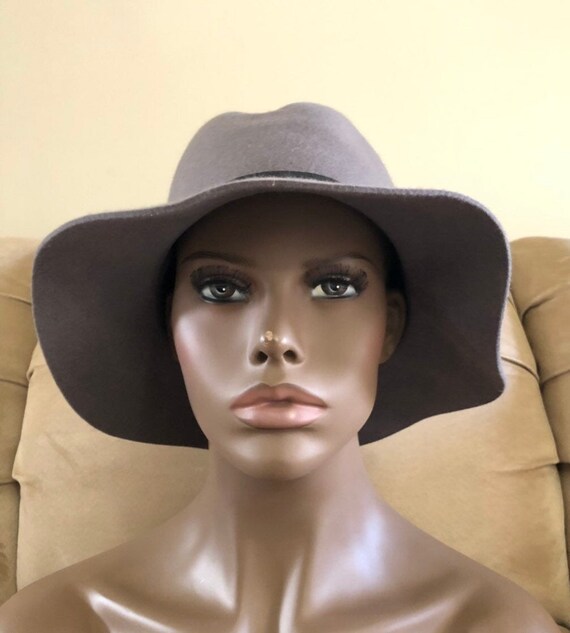 Vintage Gray Fedora Floppy 100% wool felt Hat - image 5