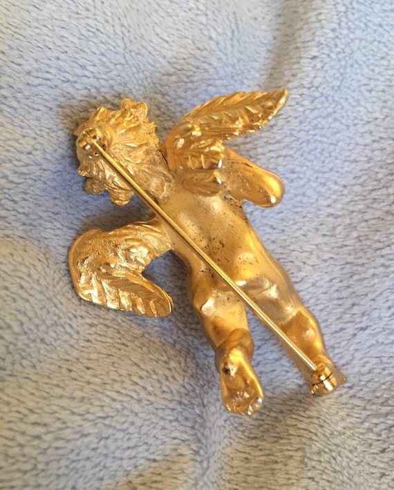 Distressed Matte Gold 3D Cherub Angel Putti Pin L… - image 5