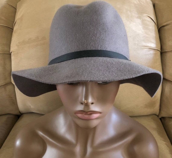 Vintage Gray Fedora Floppy 100 wool felt Hat