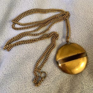 Modernist 1960 Solid Brass Shell inlay  Pendant Unisex Handmade Necklace 28”