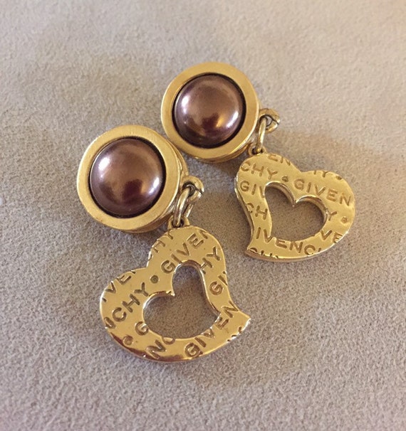 Vintage Givenchy Signature Heart Earrings Bijoux B