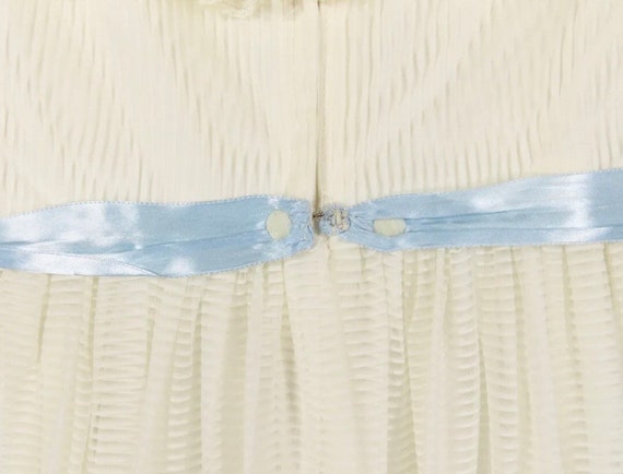 VTG Baby Blue Ribbon Beige Maxi Dress Prairie Boh… - image 6
