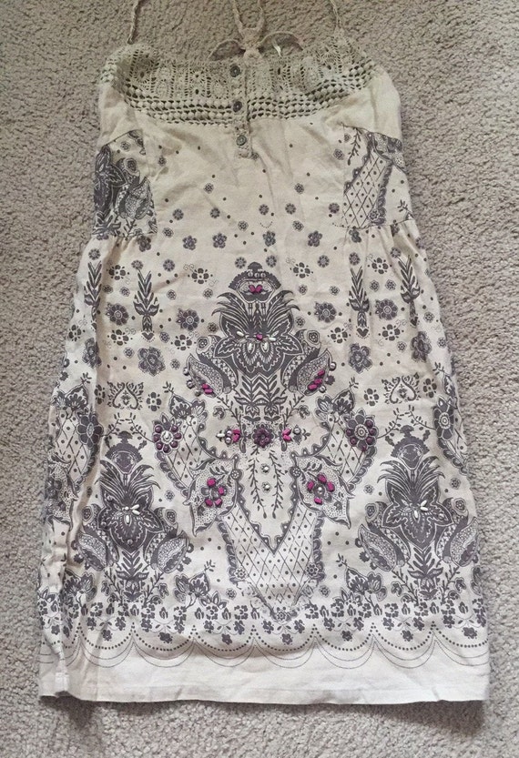 Vintage Beautiful Linen and Cotton Boho Dress fit… - image 2