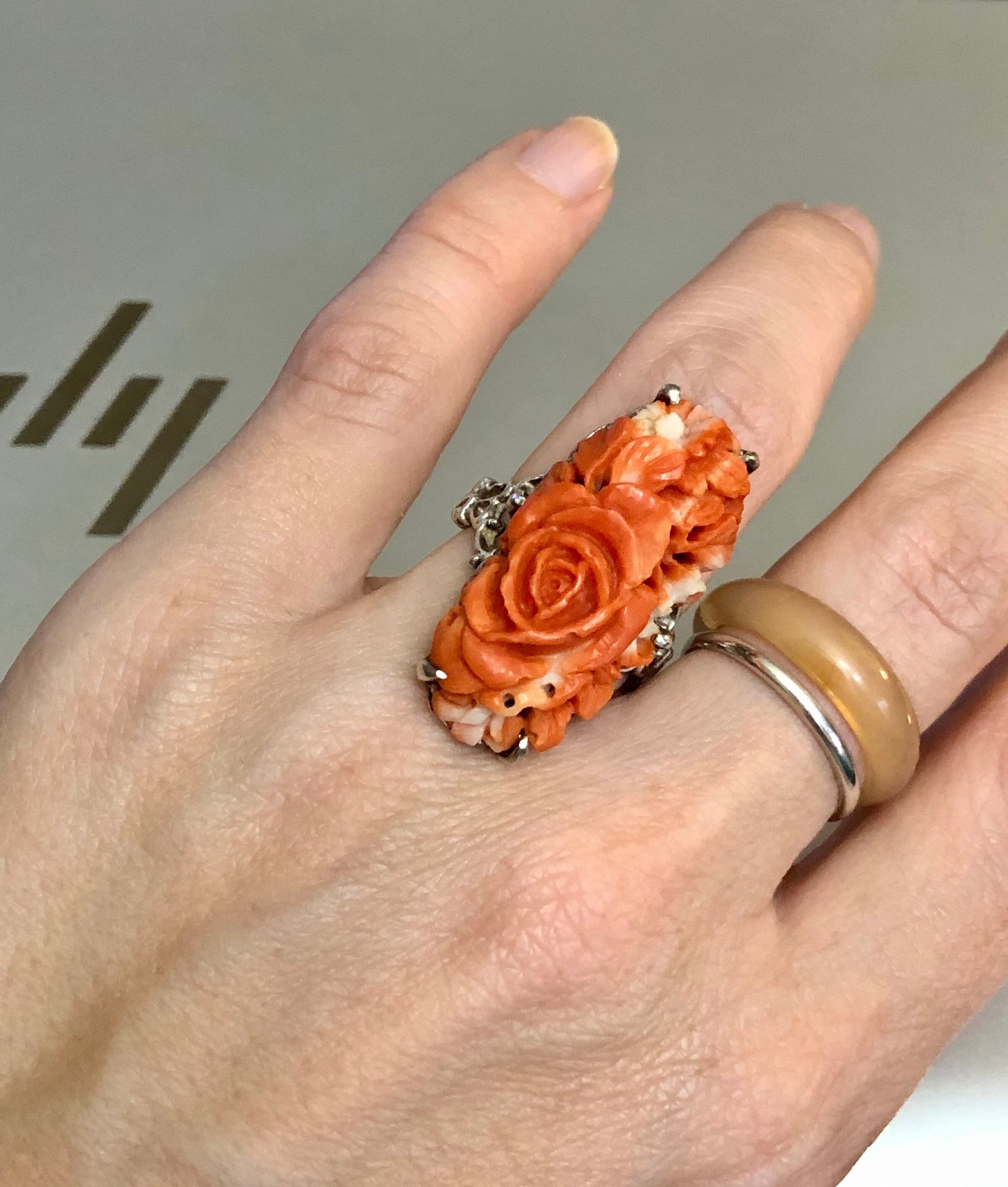 Coral rose ring deals