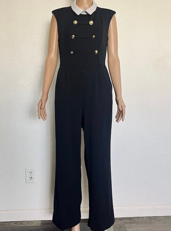 Vintage Shelby Palmer Black Naval Military Styled Jumpsuit Size 6 Small Etsy UK
