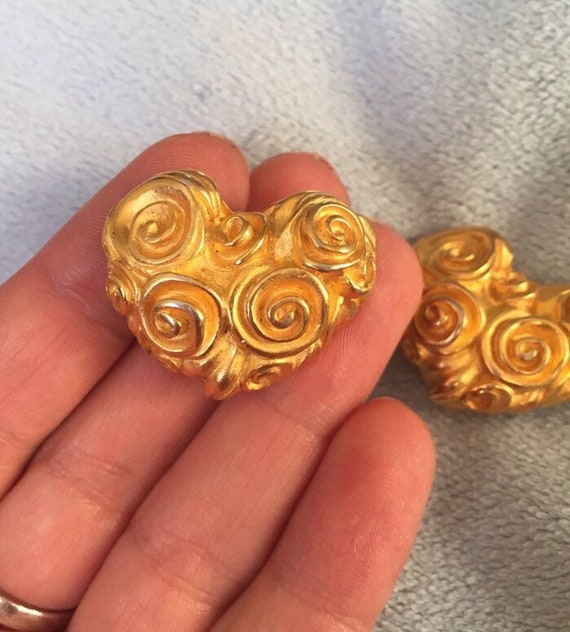 Vintage Givenchy Earrings Heart & Roses Cluster C… - image 2