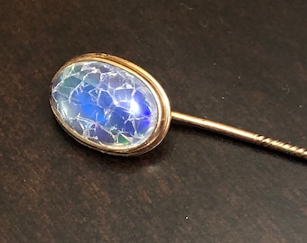 Antike Gold Blau Fleisch Einschluss Mondstein Stick Pin