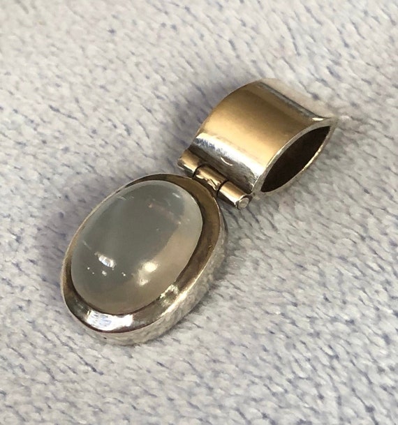 Sterling silver moonstone pendant necklace with slide charm  Sterling Silver Moonstone Slide for Necklace display picture 1