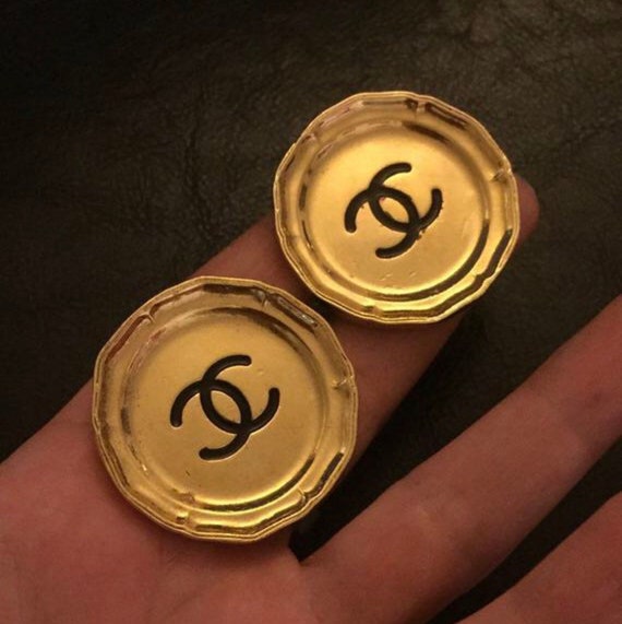 Buy Authentic Vintage Jumbo Size CHANEL Logo Earrings Vintage Clip