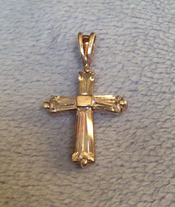 Sterling silver crystal Cross small pendant - image 4
