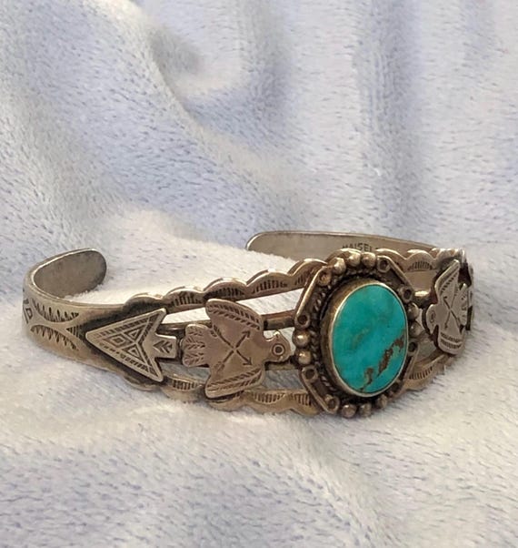 Intricate Vintage Navajo Turquoise Arrow Sterling Native American Jewelry Silver Ring Old Pawn Intricate Vintage Navajo Turquoise Arrow Sterling Native American Jewelry Silver Ring Old Pawn