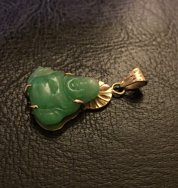 Ciondolo Buddha In Giada Verde: Ciondolo In Argento Sterling 925 (40 X 40 Mm - Foto 2