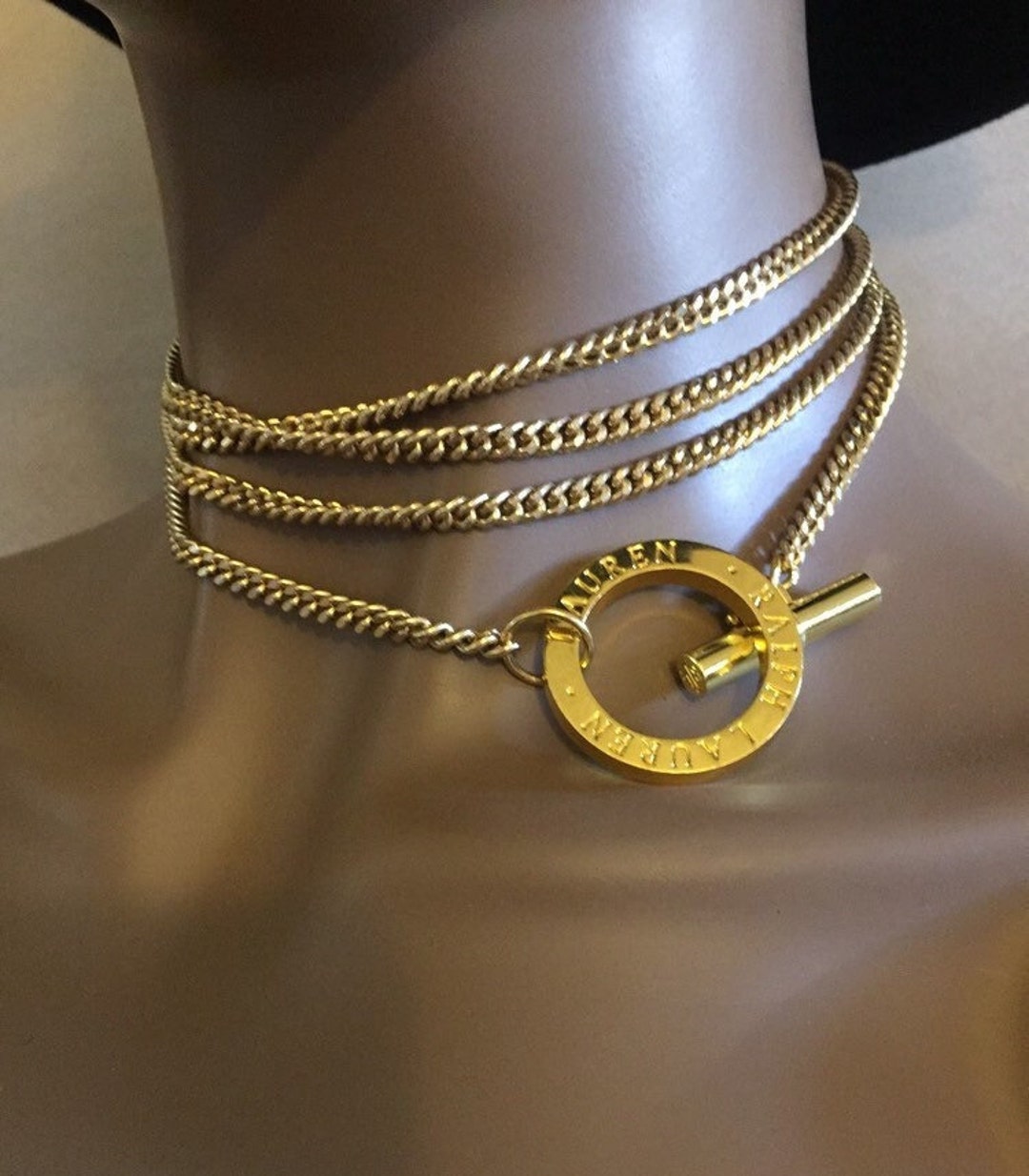 Vintage Ralph Lauren Chain Necklace Belt Toggle Clasp Multi
