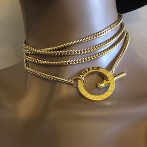 Vintage Ralph Lauren Chain necklace Belt Toggle Clasp Multi-wear 58”